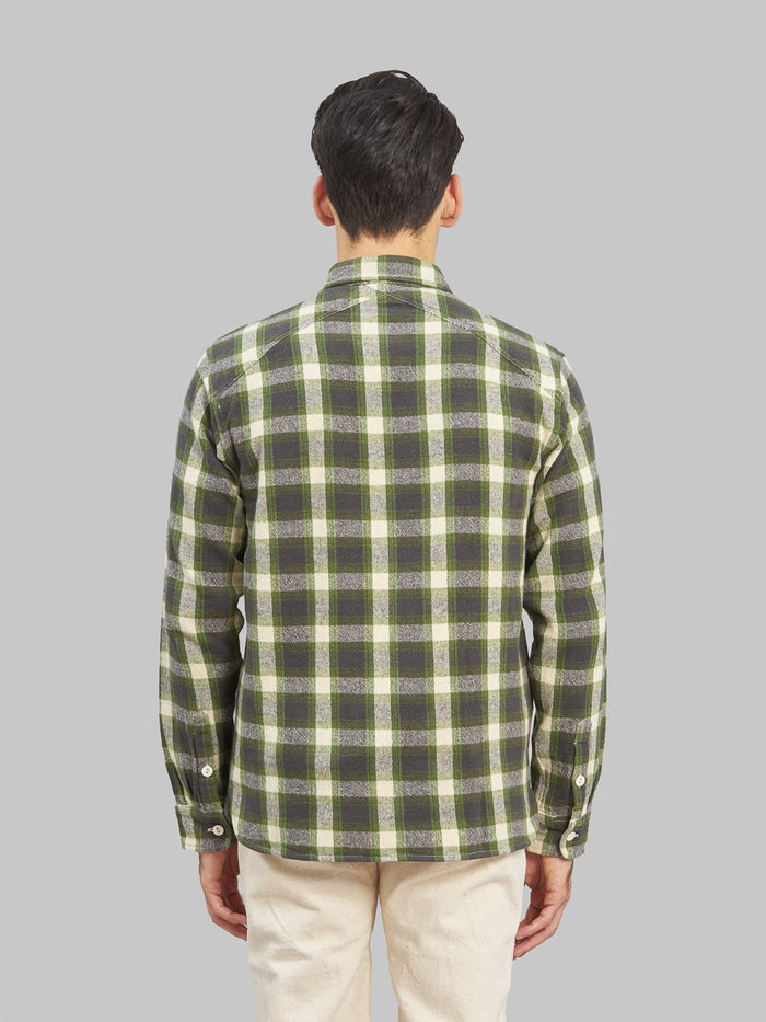3sixteen Crosscut Flannel Emerald Shaggy Check model back fit