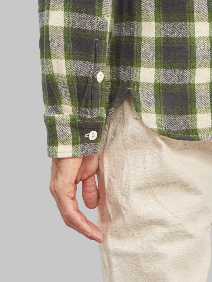 3sixteen Crosscut Flannel Emerald Shaggy Check cuff