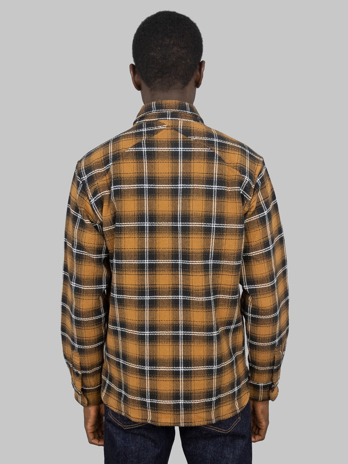 3sixteen Crosscut Flannel Sienna Check model back fit