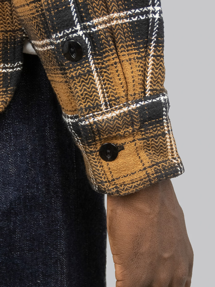 3sixteen Crosscut Flannel Sienna Check cuff metal button