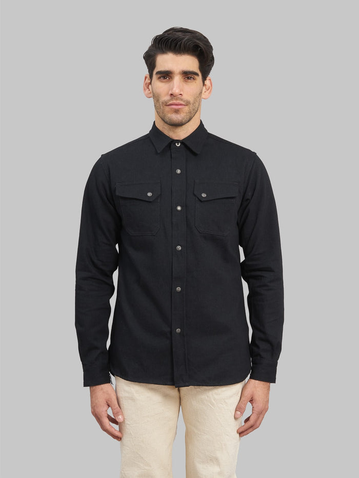 3sixteen Crosscut Western black Denim Shirt model front look