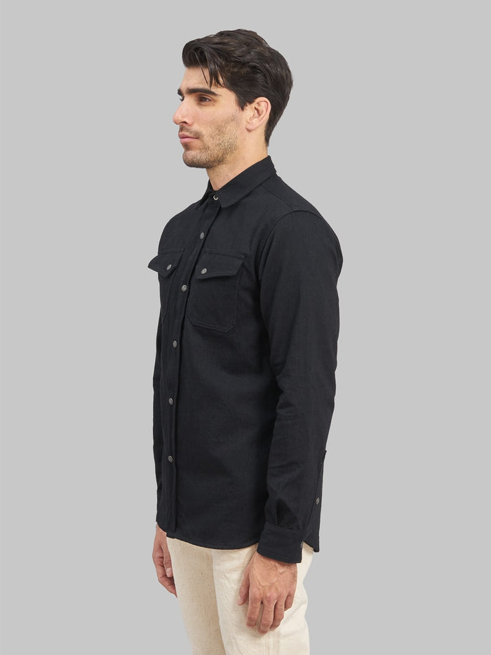 3sixteen Crosscut Western black Denim Shirt  model side look