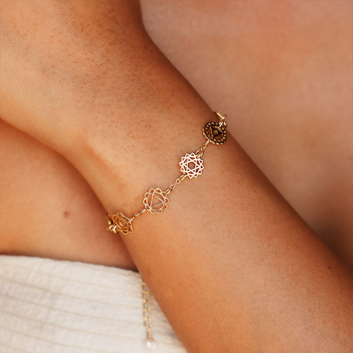 7 Chakras Bracelet, on wrist