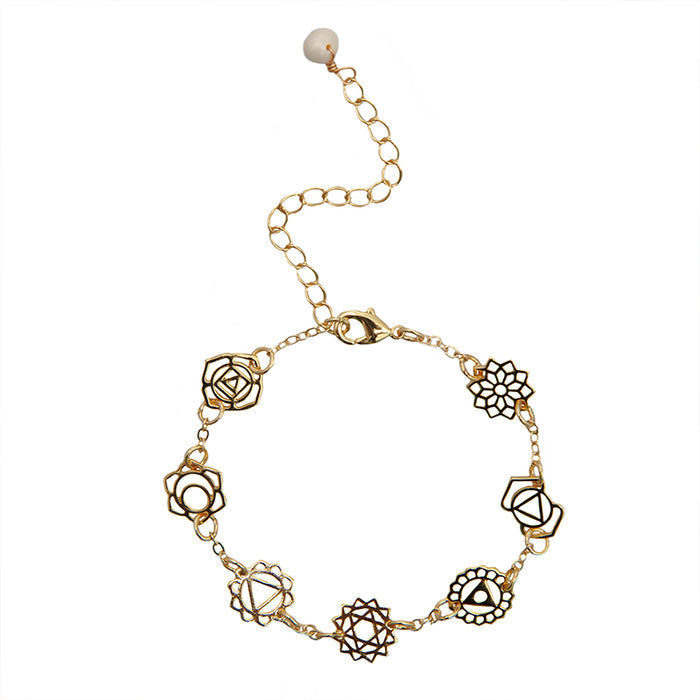 7 Chakras Bracelet, flat lay coiled