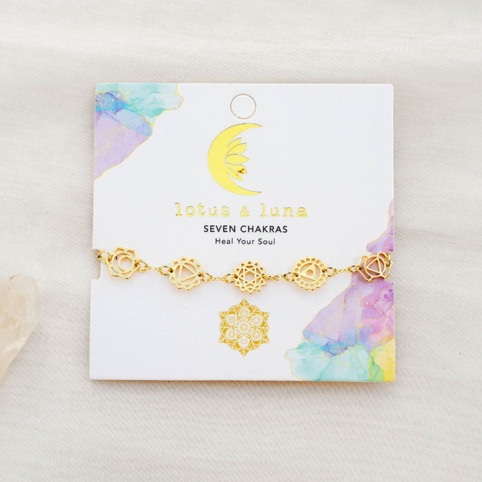 7 Chakras Bracelet, on branded card