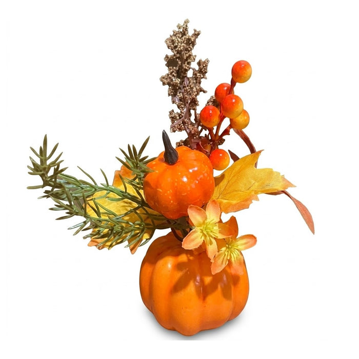 8" Artificial Mini Pumpkin Tabletop Centerpiece Arrangement - Harvest Floral Decor, Wholesale