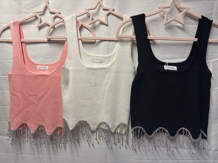 Miyana Diamanté Drop Crop Top
