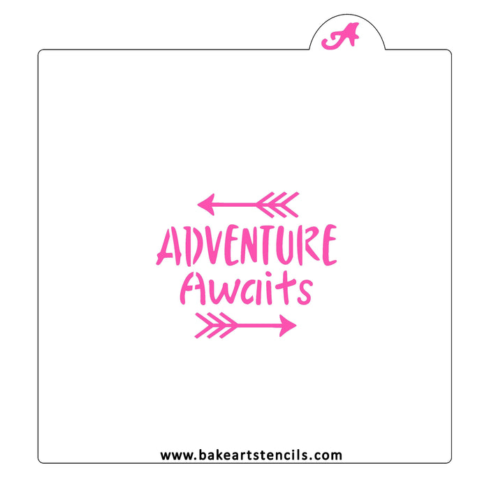 Adventure Awaits Cookie Stencil bakeartstencil
