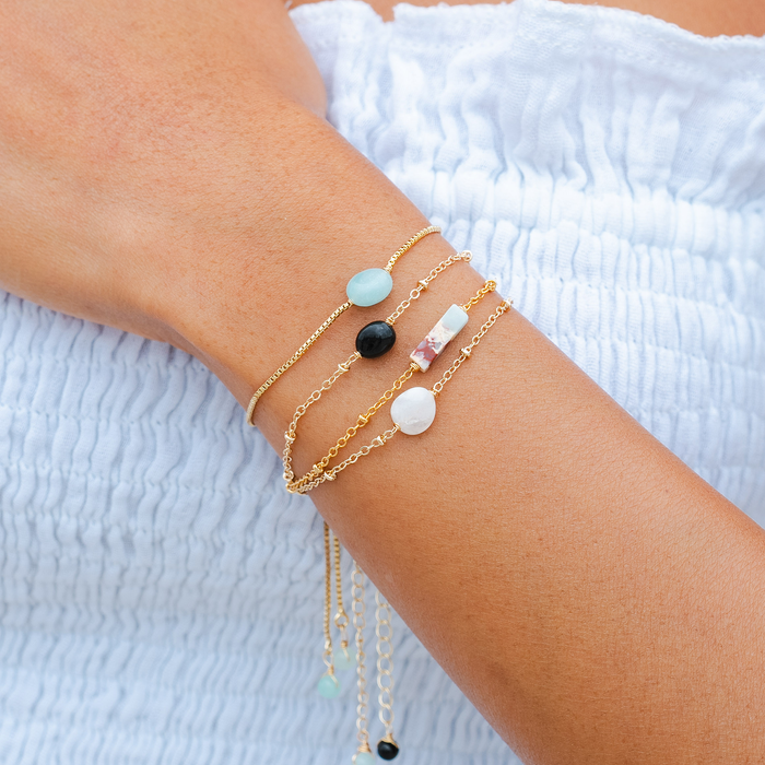 African Jasper Bracelet, stacked on wrist