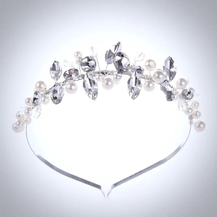 Wedding Hair Accessories - Silver Pearl and Crystal Bridal Headband