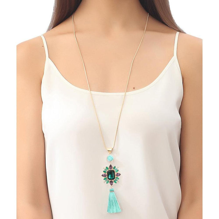 Amethyst and Turquoise Tassel Necklace-Atelier Mon-Swag Designer Jewelry