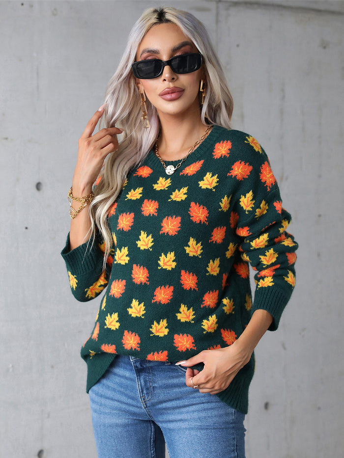 Angel Wings Maple Leaf Cozy Sweater - Perfect for Fall Chic