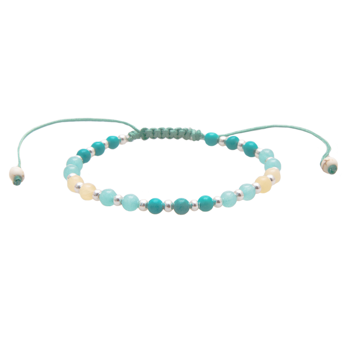 Anti-Anxiety + Healing 4mm Healing Bracelet, flat lay cotton cord