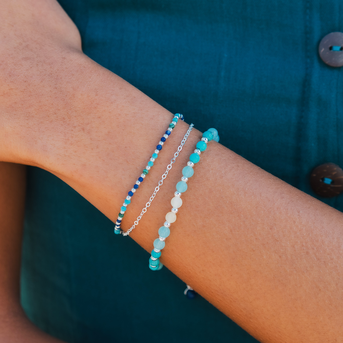 Anti-Anxiety + Healing 4mm Healing Bracelet, stacked on wrist