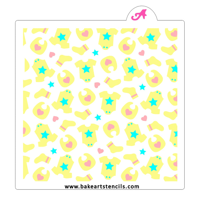 Baby Clothes Pattern Stencil Set bakeartstencil