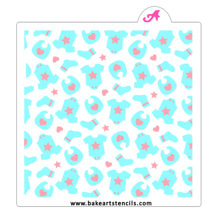 Baby Clothes Pattern Stencil Set bakeartstencil