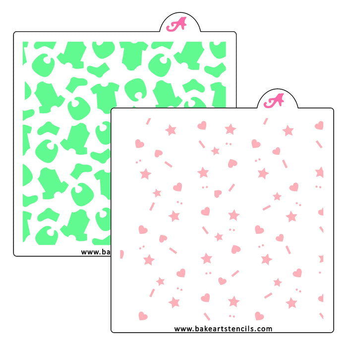 Baby Clothes Pattern Stencil Set bakeartstencil