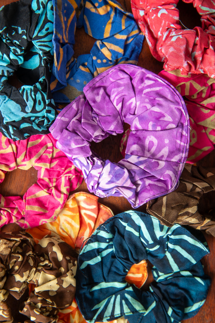 handmade batik scrunchie colorful hair tie from indonesia