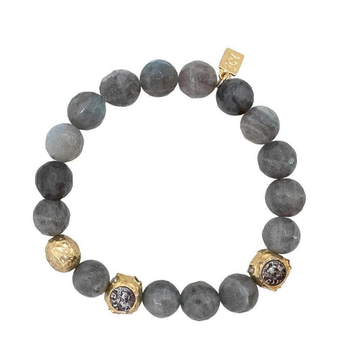 Beaded Stretch Bracelet with Labradorite-Tat2 Designs-Swag Designer Jewelry