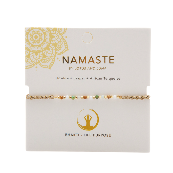 Bhakti Namaste Bracelet, on card