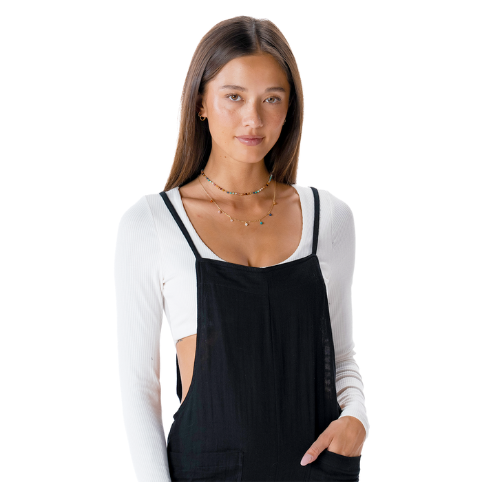 Black Boardwalk Romper, detail