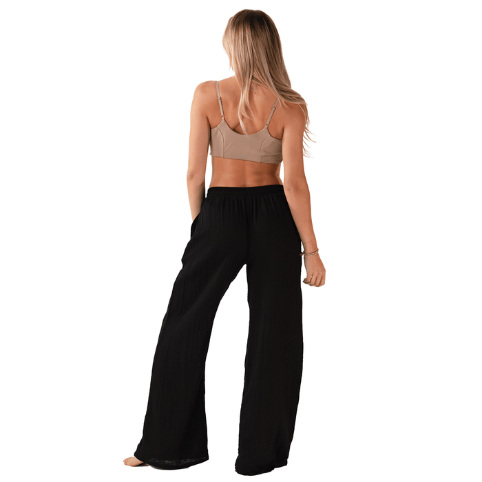Black Cotton Cabana Pants, back