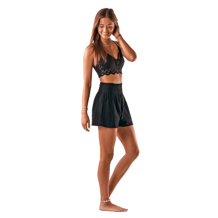 Black Cotton Shorts, front