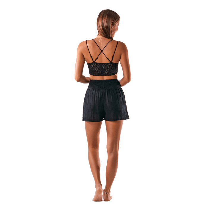 Black Cotton Shorts, back