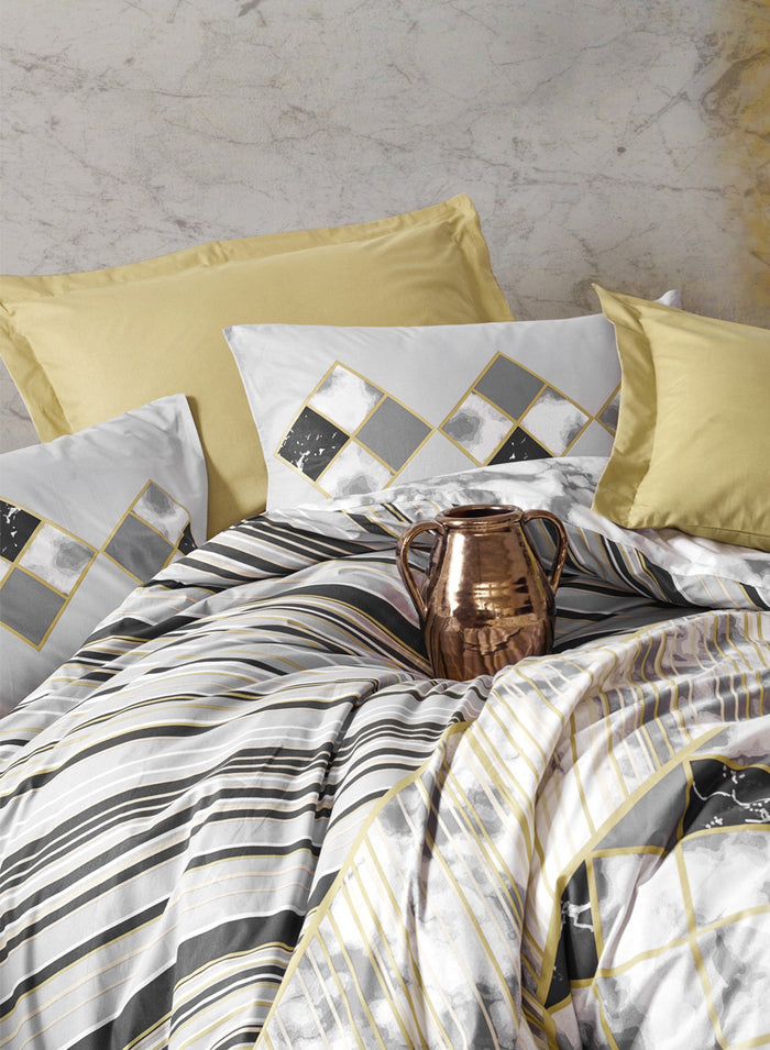 Black Cubes Duvet Cover Set | Beige