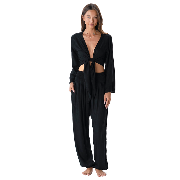 Black Daydreamer Top + Harem Pants Set, front