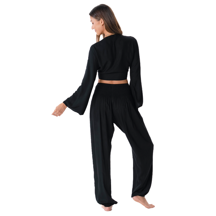 Black Daydreamer Top + Harem Pants Set, back
