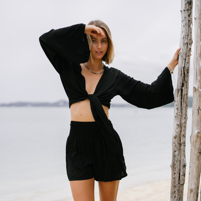 Black Shorts, worn on the beach
