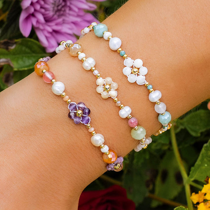 Blossoming Beauty Secret Garden Bracelet, worn in the garden