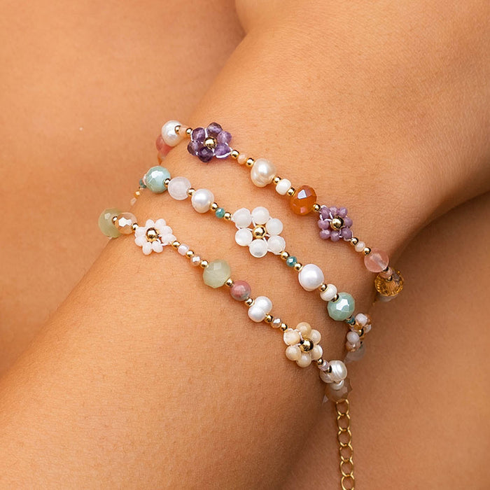 Blossoming Beauty Secret Garden Bracelet, stacked on the arm