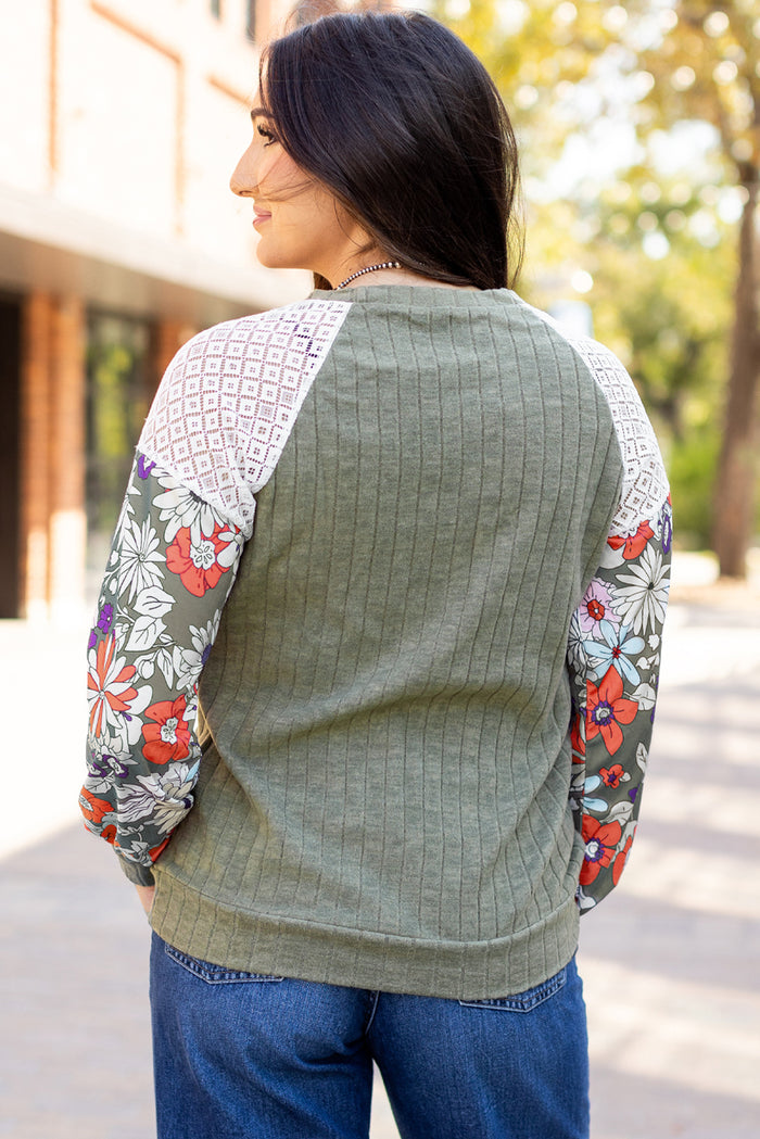 Blouse côtelée à  Green-A WOMAN WE LOVE