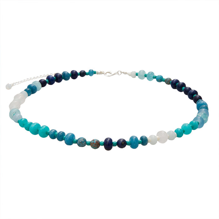 Blue Crush Statement Healing Necklace, flat lay