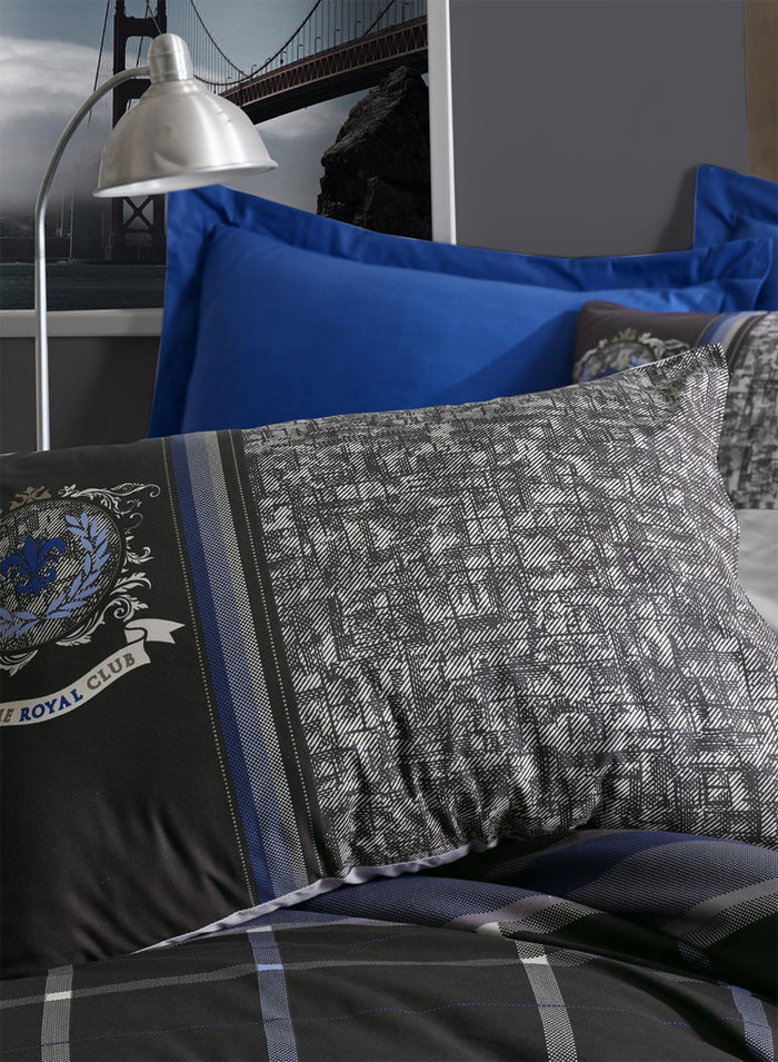 Blue Gray Royalty Duvet Cover Set | Anthracite