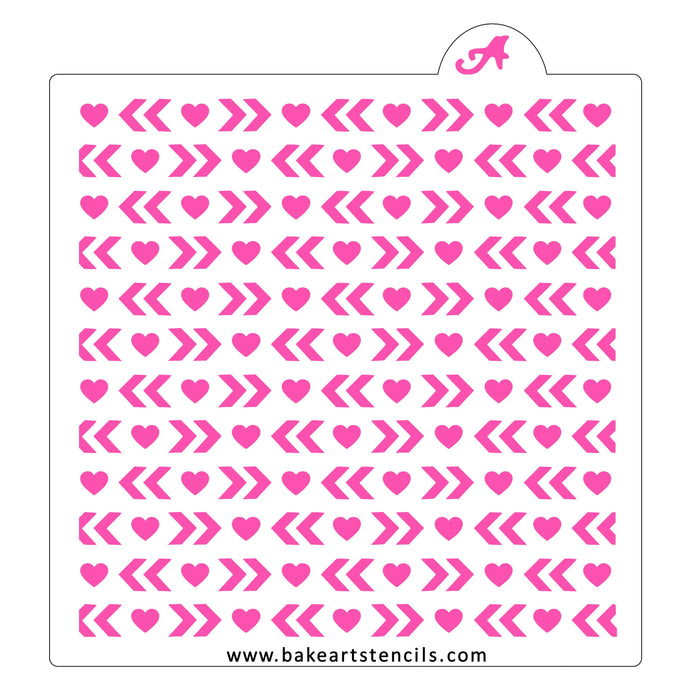 Boho Hearts Pattern Cookie Stencil bakeartstencil