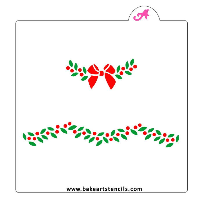 Boughs of Holly Cookie Stencil bakeartstencil