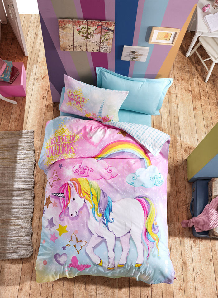 Buble Gum Unicorn Duvet Cover Set | Mint