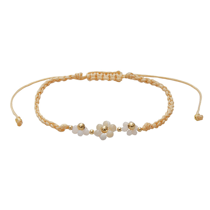 Buttercup Garden Party Bracelet, flat lay cotton cord