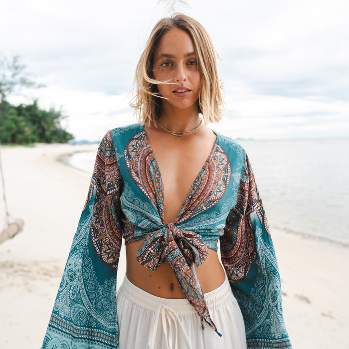 Canggu Daydreamer Top, worn on the beach