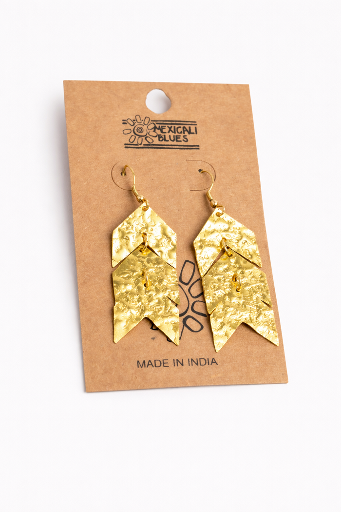 Cara Golden Metal Earrings