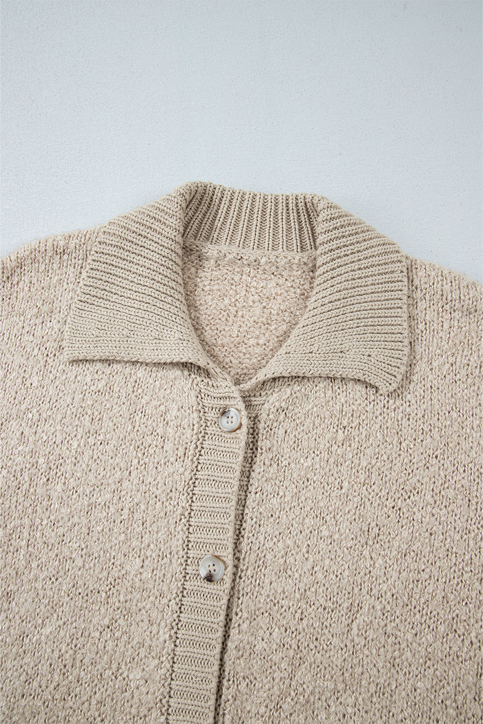 Cardigan boutonné à col et épaules tombantes Jet Stream avec poche-A WOMAN WE LOVE