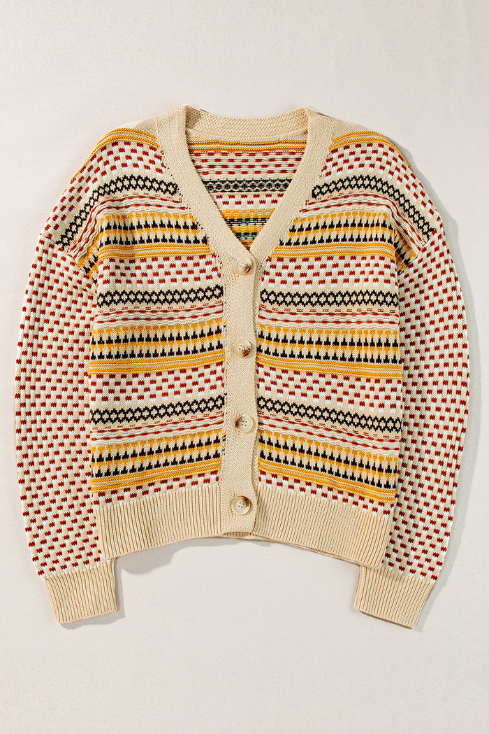 Cardigan court kaki boutonné à col en V-A WOMAN WE LOVE