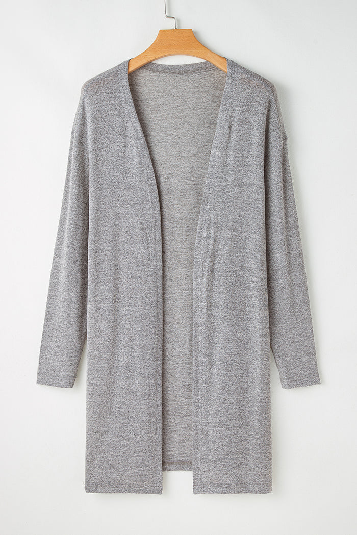 Cardigan léger ouvert sur le devant de couleur unie à taille haute-A WOMAN WE LOVE