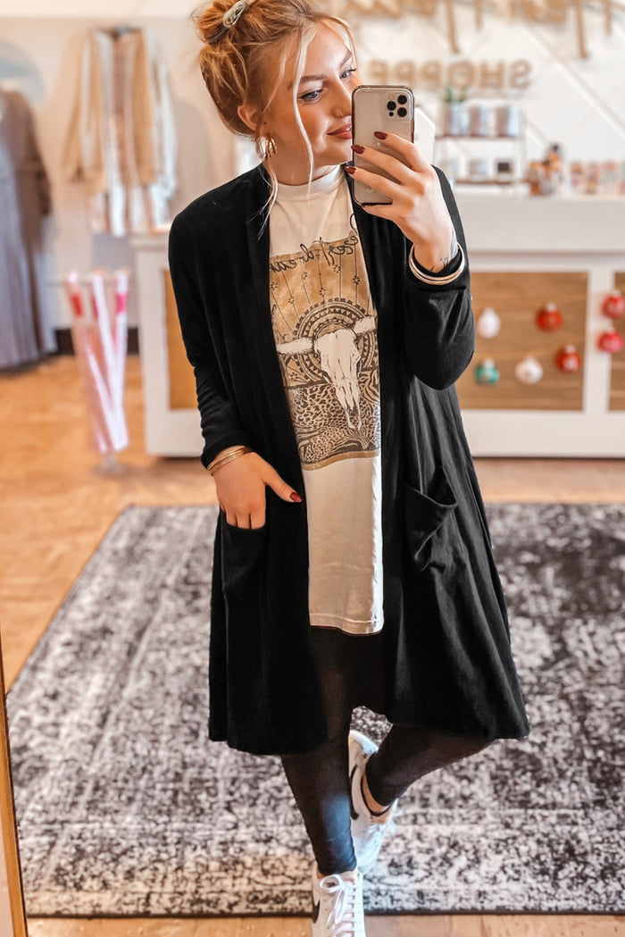 Cardigan noir ouvert sur le devant *-A WOMAN WE LOVE