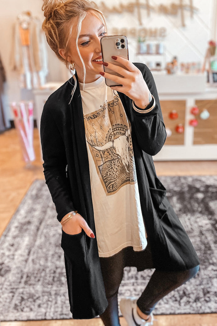 Cardigan noir ouvert sur le devant *-A WOMAN WE LOVE