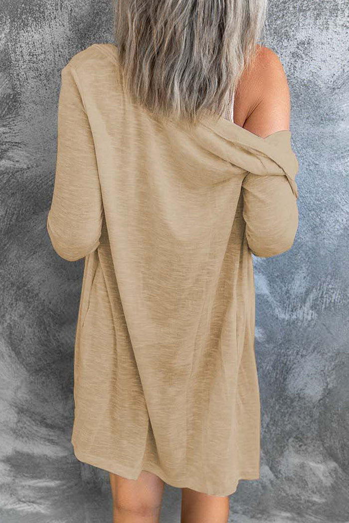 Cardigan ouvert à boutons de couleur unie-A WOMAN WE LOVE
