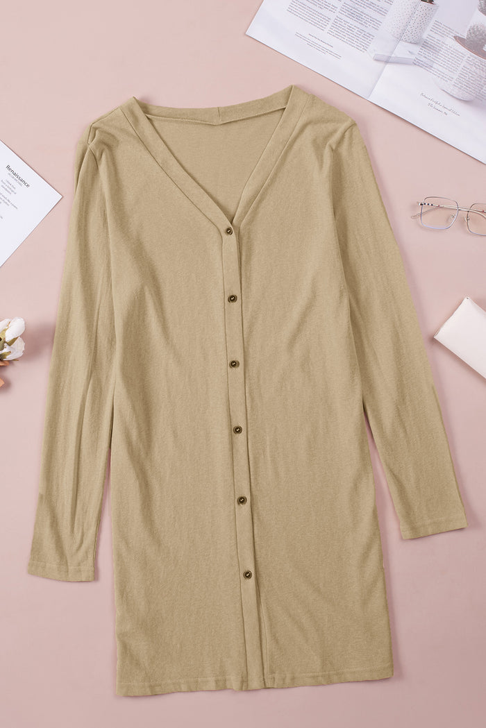 Cardigan ouvert à boutons de couleur unie-A WOMAN WE LOVE